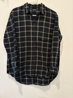 Madewell Black Windowpane Plaid Button-Down Shirt